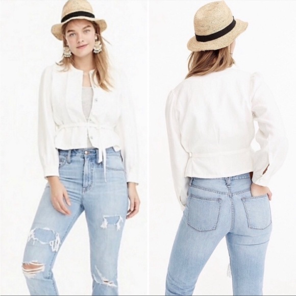 J. Crew Jackets & Blazers - J. Crew Linen White / Ivory embroidered Jacket